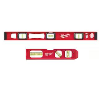Milwaukee 24 in. Magnetic I-Beam Level with 7 in. Billet Torpedo Level MLIBM24​-48-22-5107 - Th... | The Home Depot