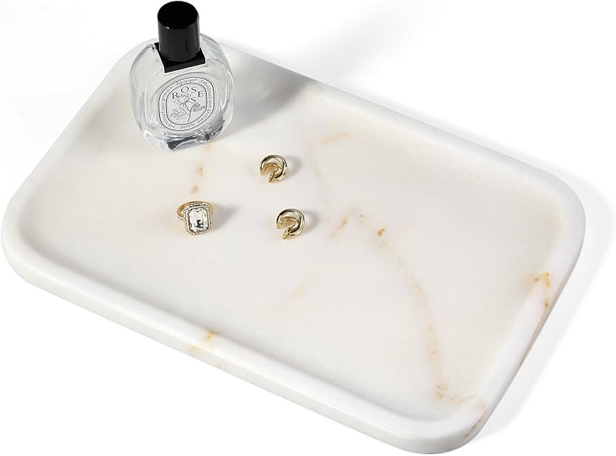 Koville Marble Tray, 12"x8" Marble Vanity Tray for Bathroom Kitchen Countertop, Rectangular Stone... | Amazon (US)