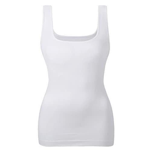EUYZOU Women's Tummy Control Shapewear Tank Tops Seamless Square Neck Compression Tops Slimming Body Shaper Camisole-White XXL | Amazon (US)