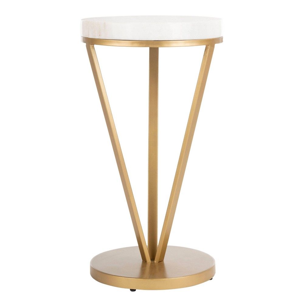 Theia Accent Table White Marble/Gold - Safavieh | Target