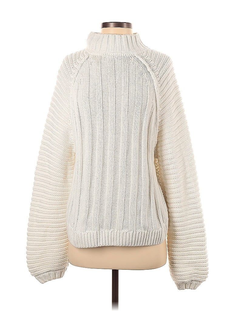 Free People 100% Cotton Color Block Solid Ivory Turtleneck Sweater Size S - 65% off | thredUP