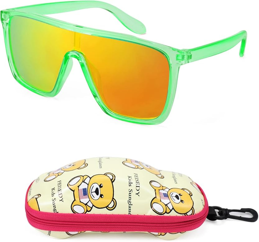 FEISEDY Kids Sunglasses for Girls Fashion Cute Boys Teenagers Glasses One Piece UV400 B2812 | Amazon (US)
