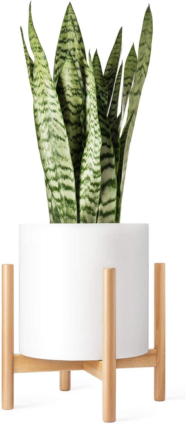 Mkono Plant Stand Mid Century Wood Flower Pot Holder (Plant Pot NOT Included) Modern Potted Stand... | Amazon (US)