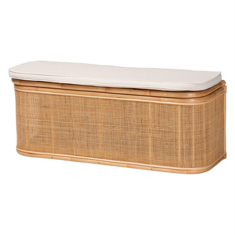 bali & pari Ishana Bohemian Natural Rattan Storage Bench | Walmart (US)