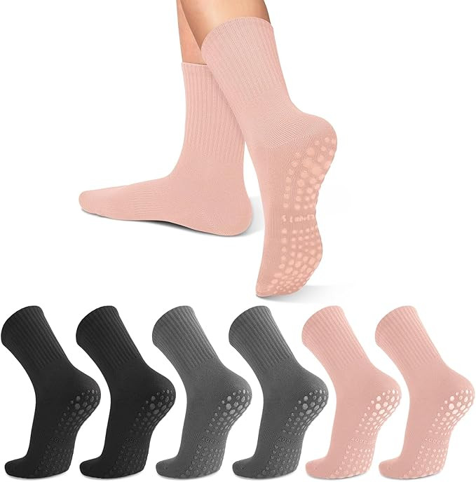 6 Pairs Pilates Socks with Grips for Women-Non-Slip Yoga Socks for Ballet Dance Barefoot Workout ... | Amazon (US)