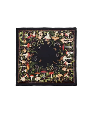 Orla Mushroom Square Scarf in Black | Fable England