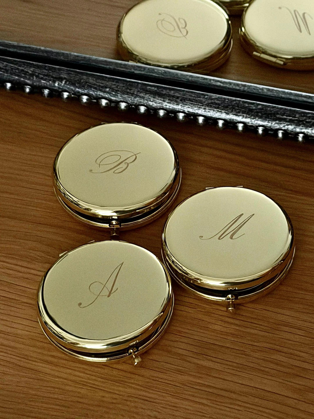 Gold Round Compact Mirror – Engraved, Personalised, Custom Travel Mirror | Etsy (US)
