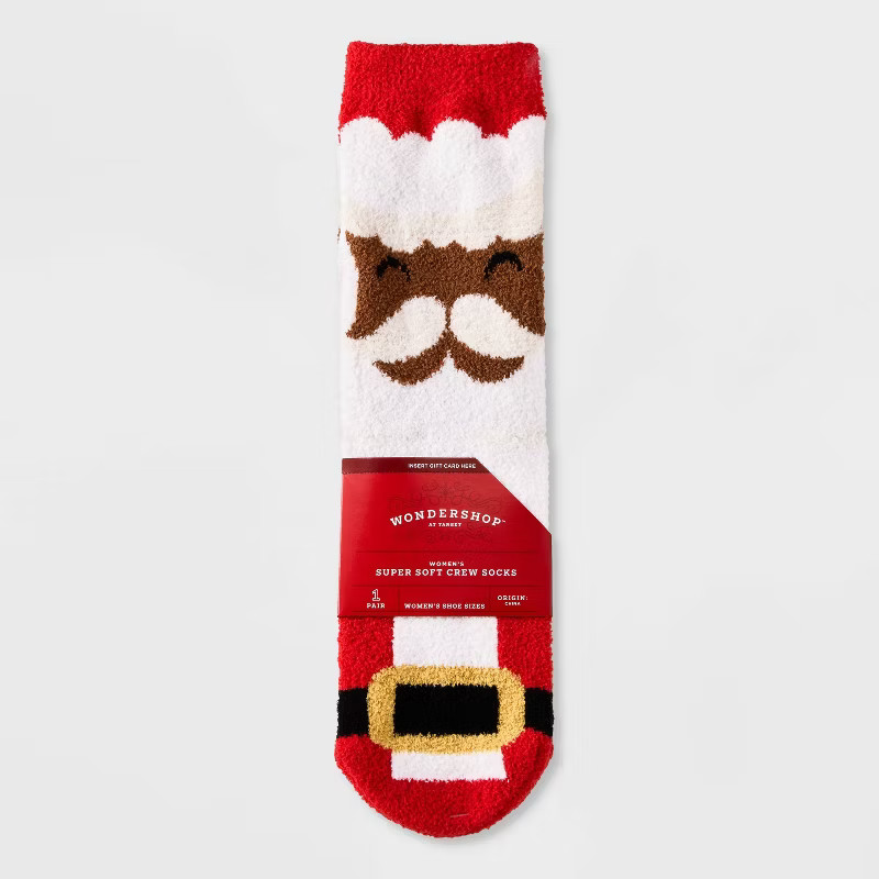 Women's Santa Cozy Crew Socks with Gift Card Holder - Wondershop™ Red 4-10 | Target