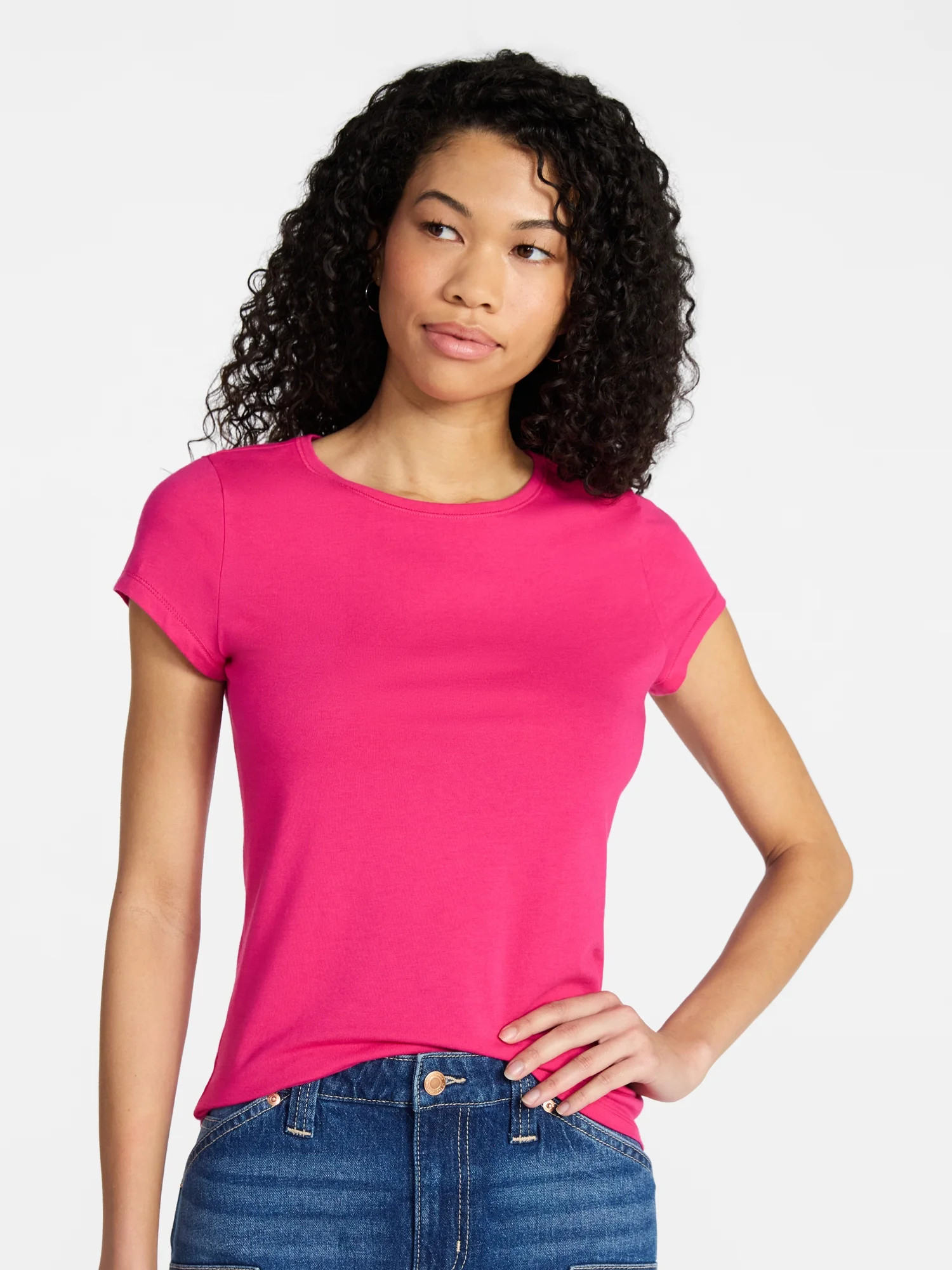 No Boundaries Crew Neck Tee with Short Sleeves, 1 or 3-Pack, Women’s Sizes XXS-XXL | Walmart (US)