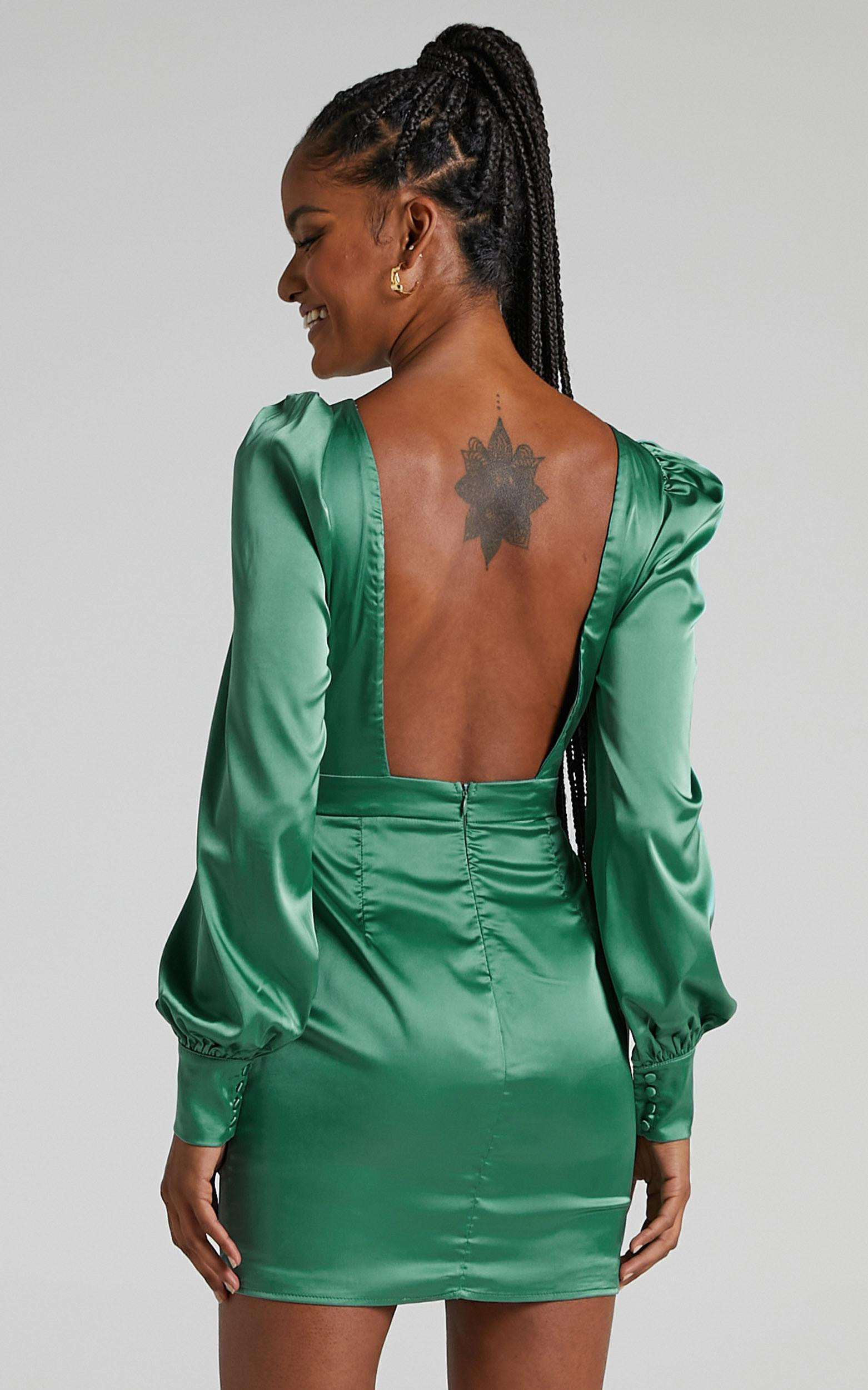 Rivka Dress in Jade Satin | Showpo - deactived