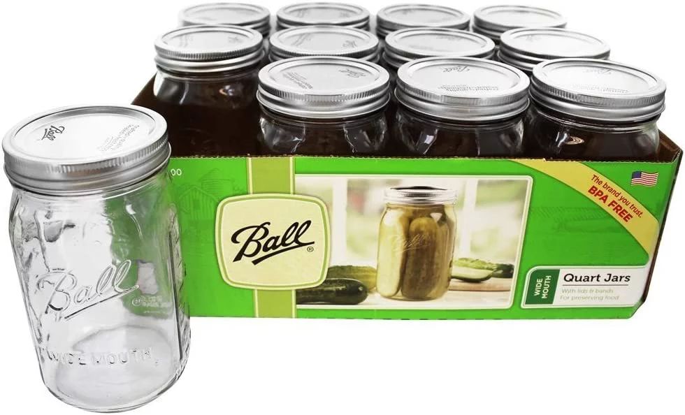 Ball Wide Mouth Quart Canning Jars Lids and Bands Made Pack of 12 - Walmart.com | Walmart (US)