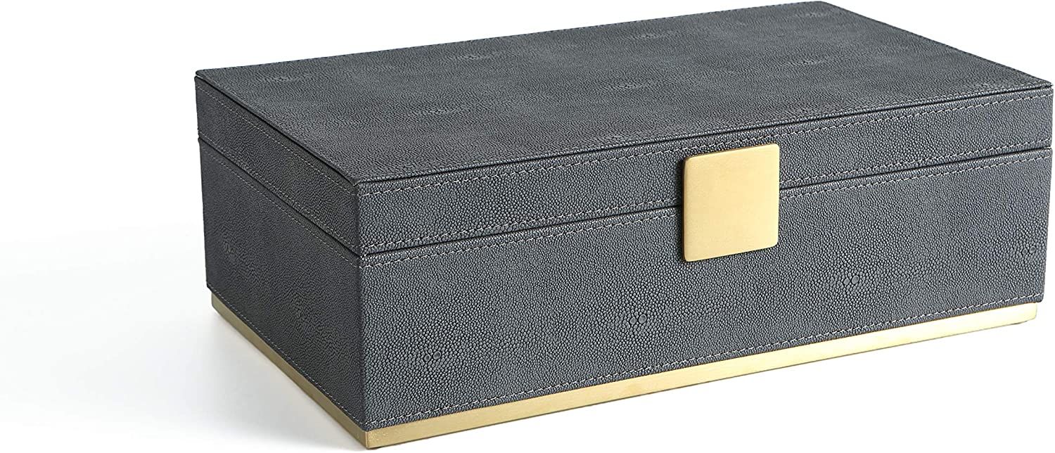 Faux Dark Grey Shagreen Leather Dresser Organizer,Night Stand Organizer, Storage Box,Jewelry Box ... | Amazon (US)