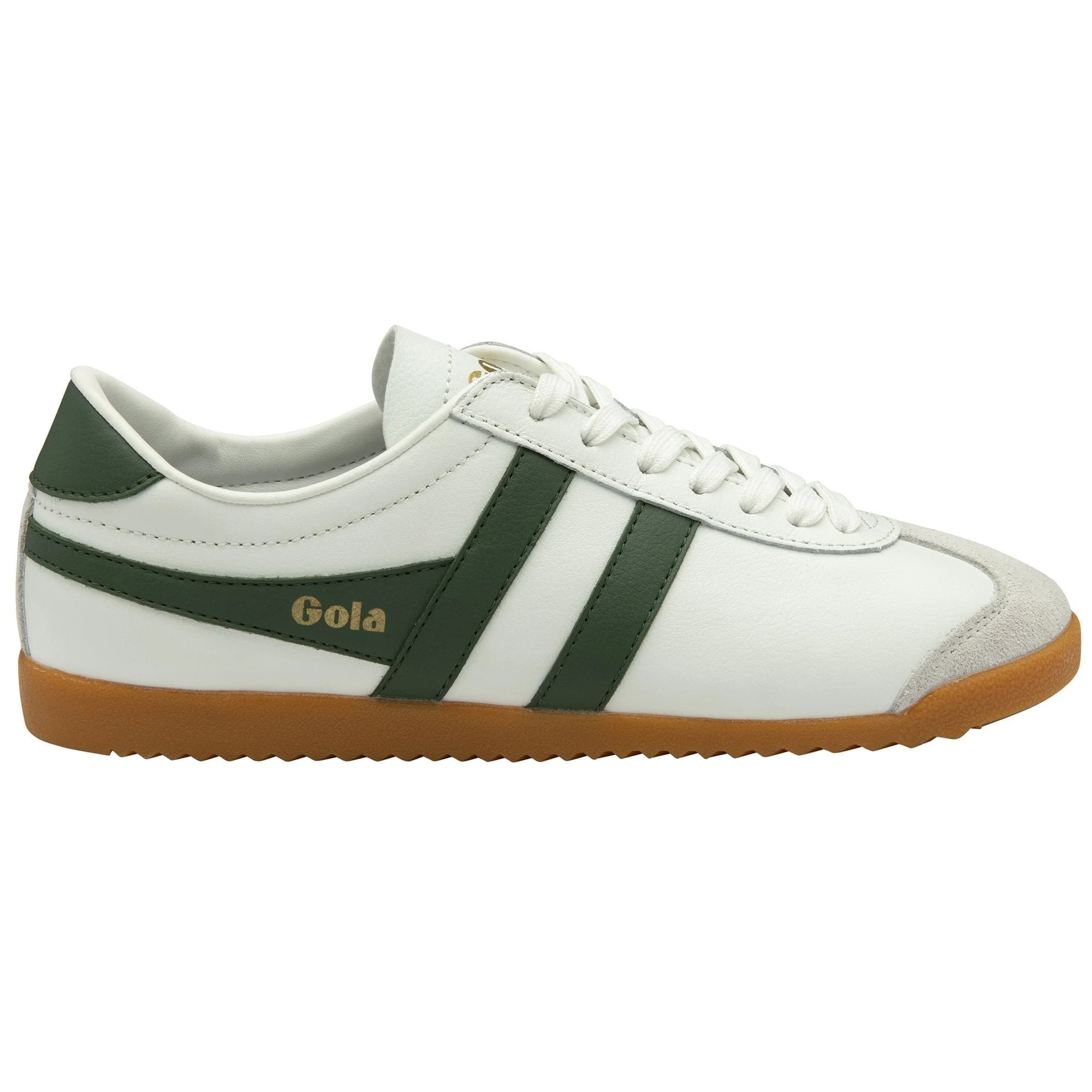 Gola Classics Bullet Leather Sneakers - White/Evergreen/Gum 10 | Triple Threads