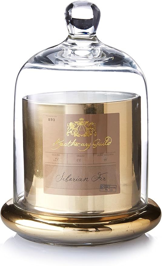 Zodax Apothecary Guild Candle Jar with Glass Dome, Gold, Small, Siberian Fir | Amazon (US)