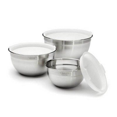 Cuisinart Set of 3 Stainless Steel Mixing Bowls with Lids - CTG-00-SMB | Target