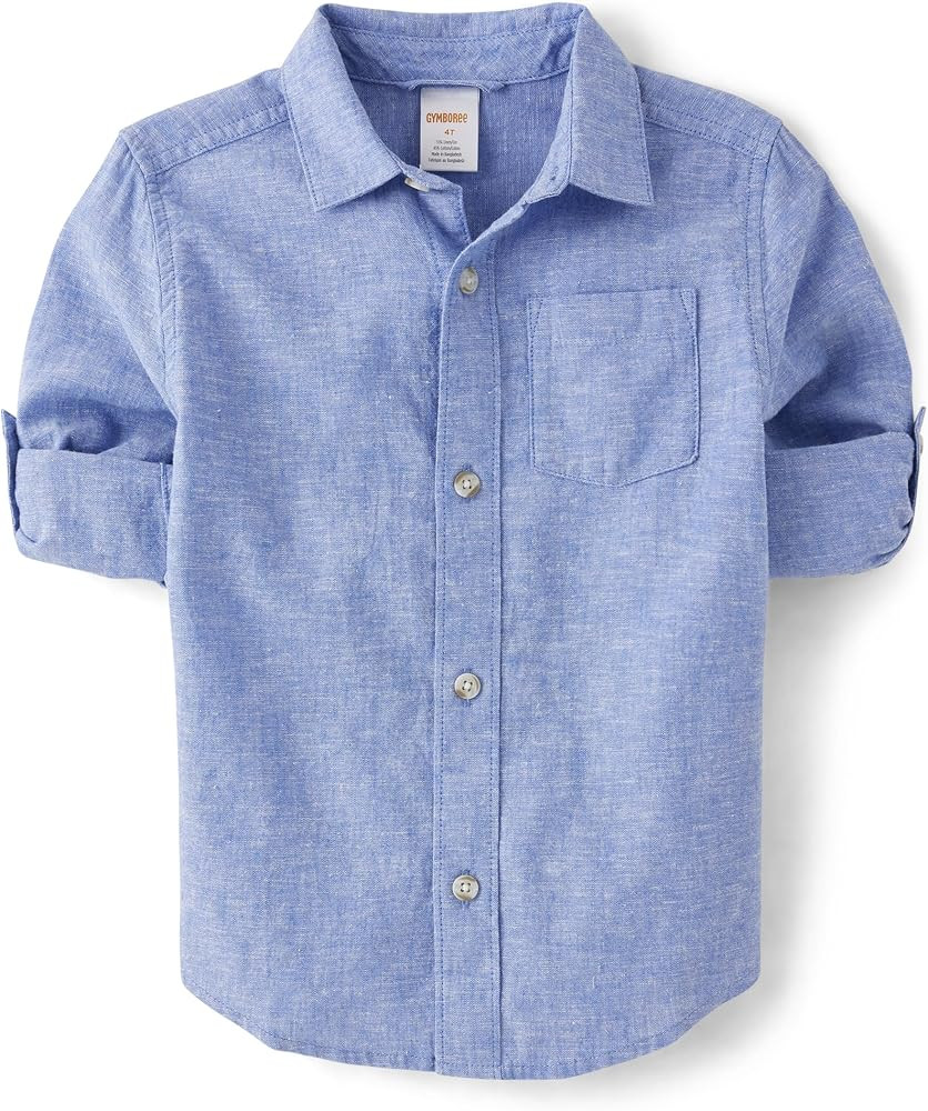 Gymboree boys And Toddler Long Sleeve Linen Button Up Shirt | Amazon (US)