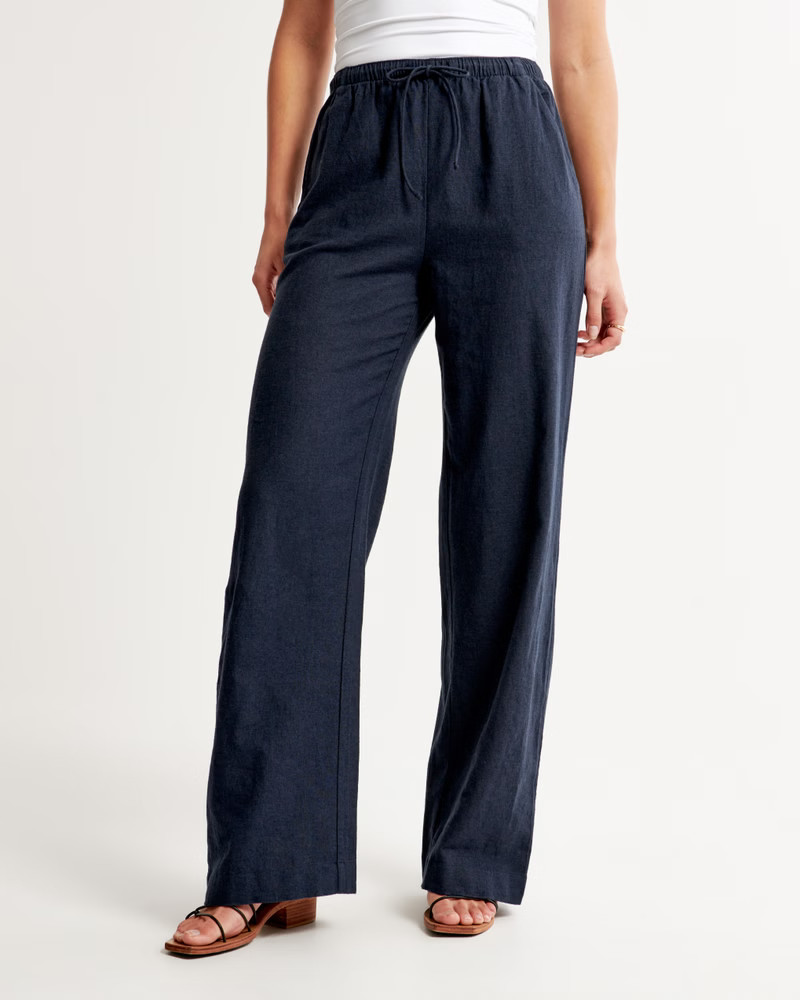 Linen-Blend Pull-On Wide Leg Pant | Abercrombie & Fitch (US)