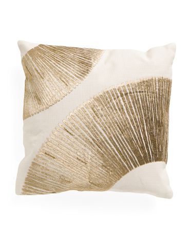 18x18 Linen Pillow With Embroidery | TJ Maxx