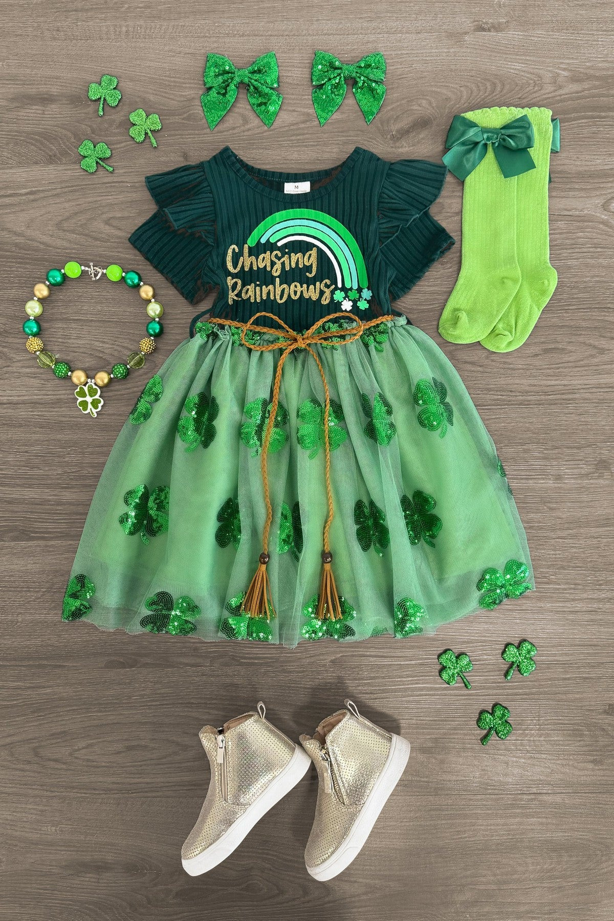 Chasing Rainbows" Shamrock Tutu Dress | Sparkle In Pink