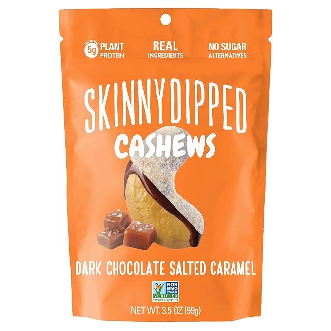 SKINNYDIPPED Dark Chocolate Salted Caramel Cashews, 3.5 ounce, Resealable Bag, 5 count, Packaging... | Amazon (US)