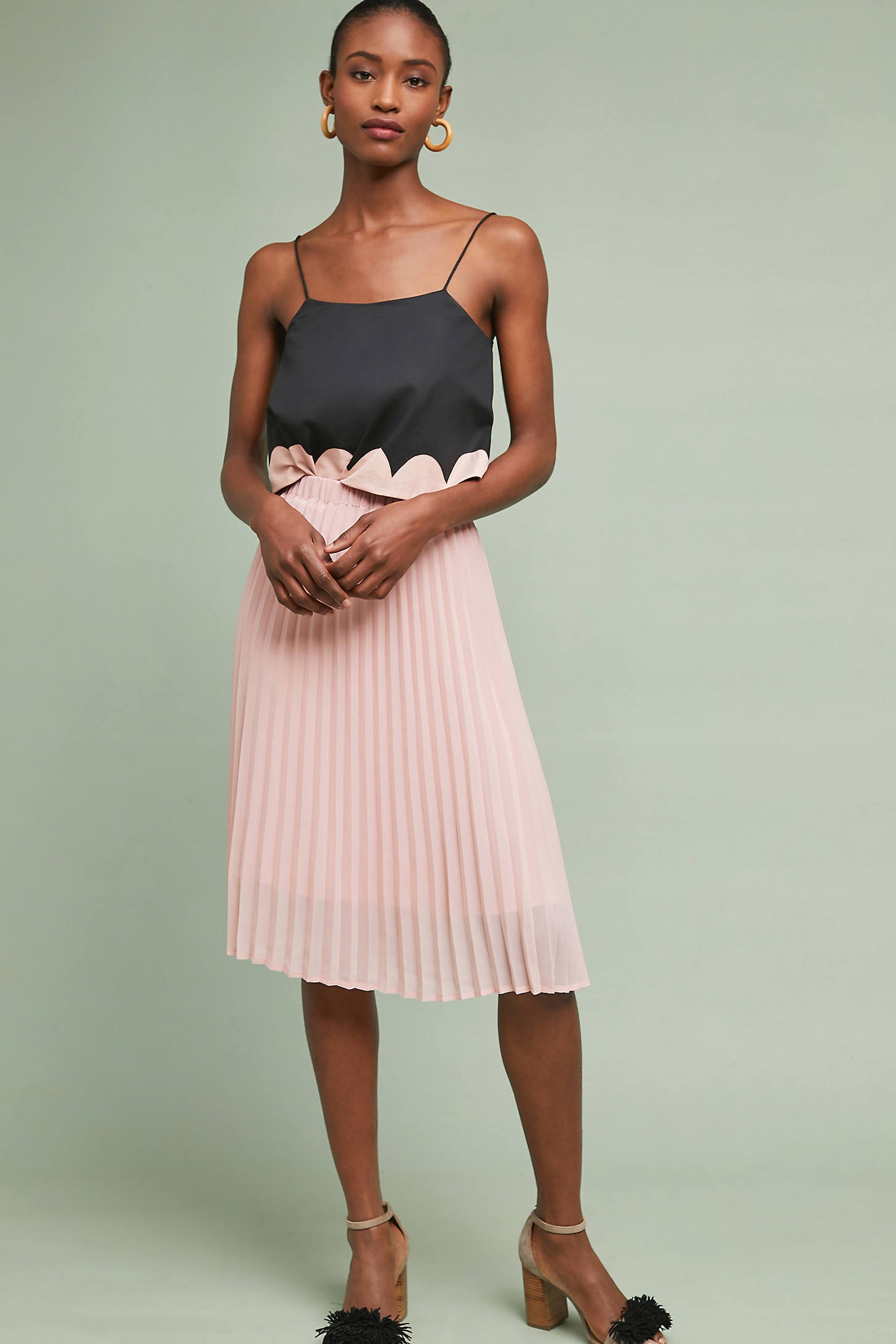 Pleated Shine Midi Skirt | Anthropologie (US)
