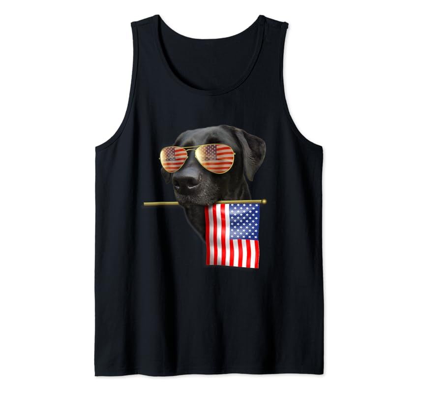 4th of July Shirt Fun American Flag Labrador Dog Lover Gift Tank Top | Amazon (US)