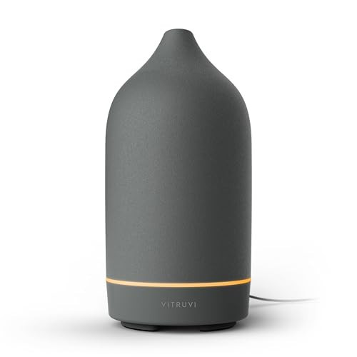 Vitruvi Stone Diffuser, Ceramic Ultrasonic Essential Oil Diffuser for Aromatherapy | Ceramic Diffuser, Diffusers for Home, Oil Diffuser, Room Decor | Charcoal, 90ml Capacity | Amazon (US)