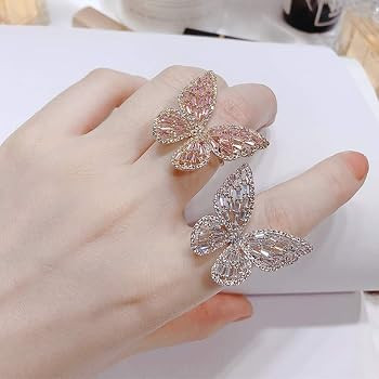 Cubic Zirconia Butterfly Ring Sparkling Crystal Bow-Knot Knuckle Ring Wedding Jewelry for Women G... | Amazon (US)