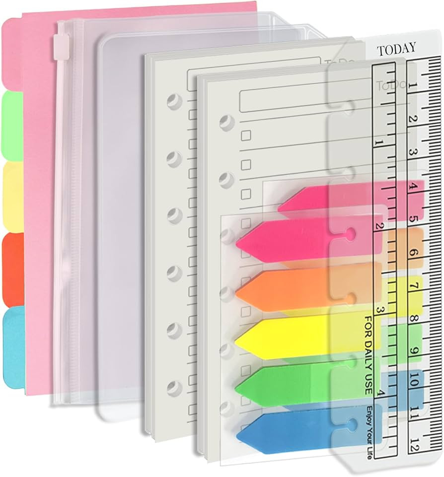 Harphia A7 6 Holes Binder Refill Value Set, 90sheets to do list loose leaf paper with sticker and... | Amazon (US)