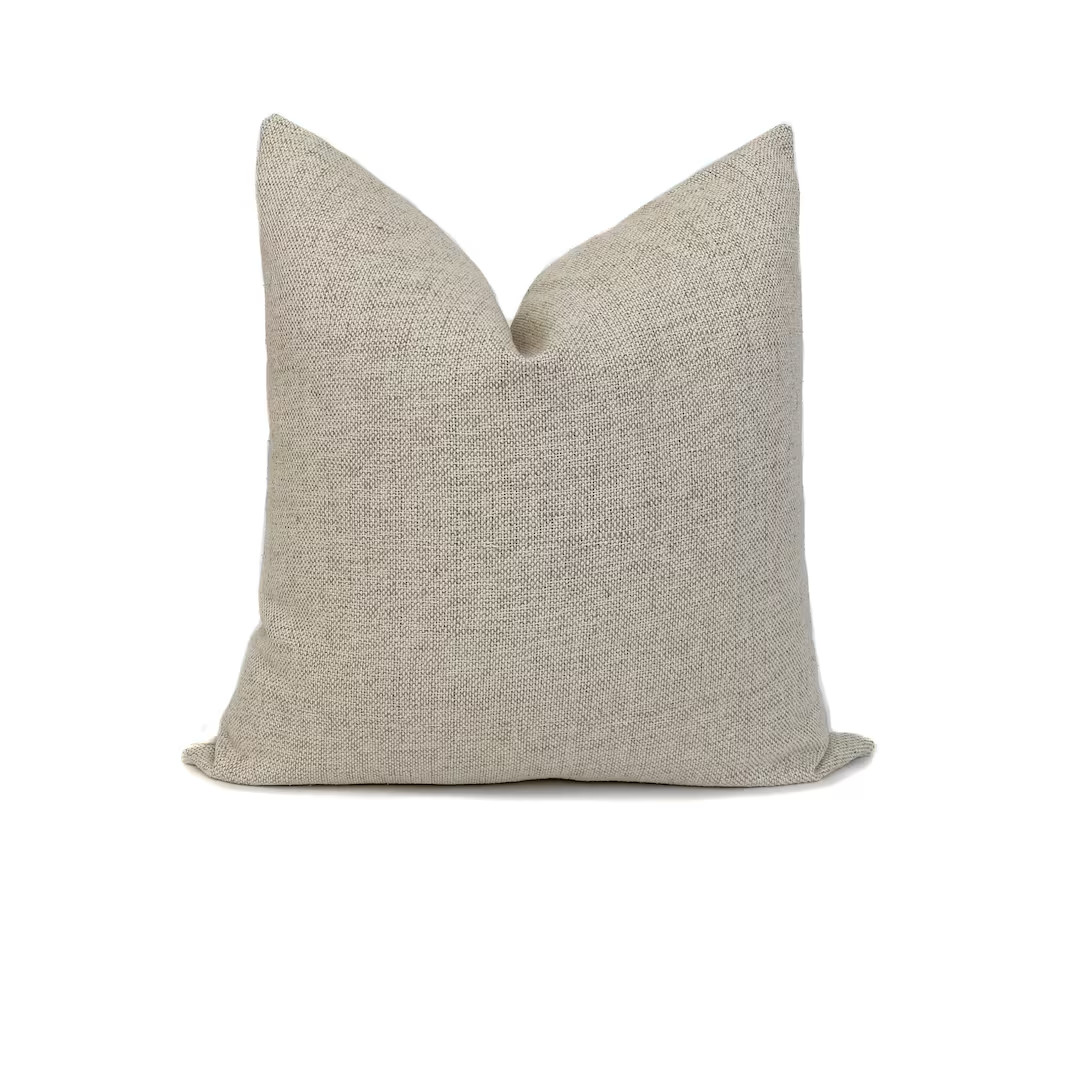 Linen Pillow Cover Textured Sand Beige Neutral Sofa Accent Nordic Minimalist Scandinavian Decorat... | Etsy (US)