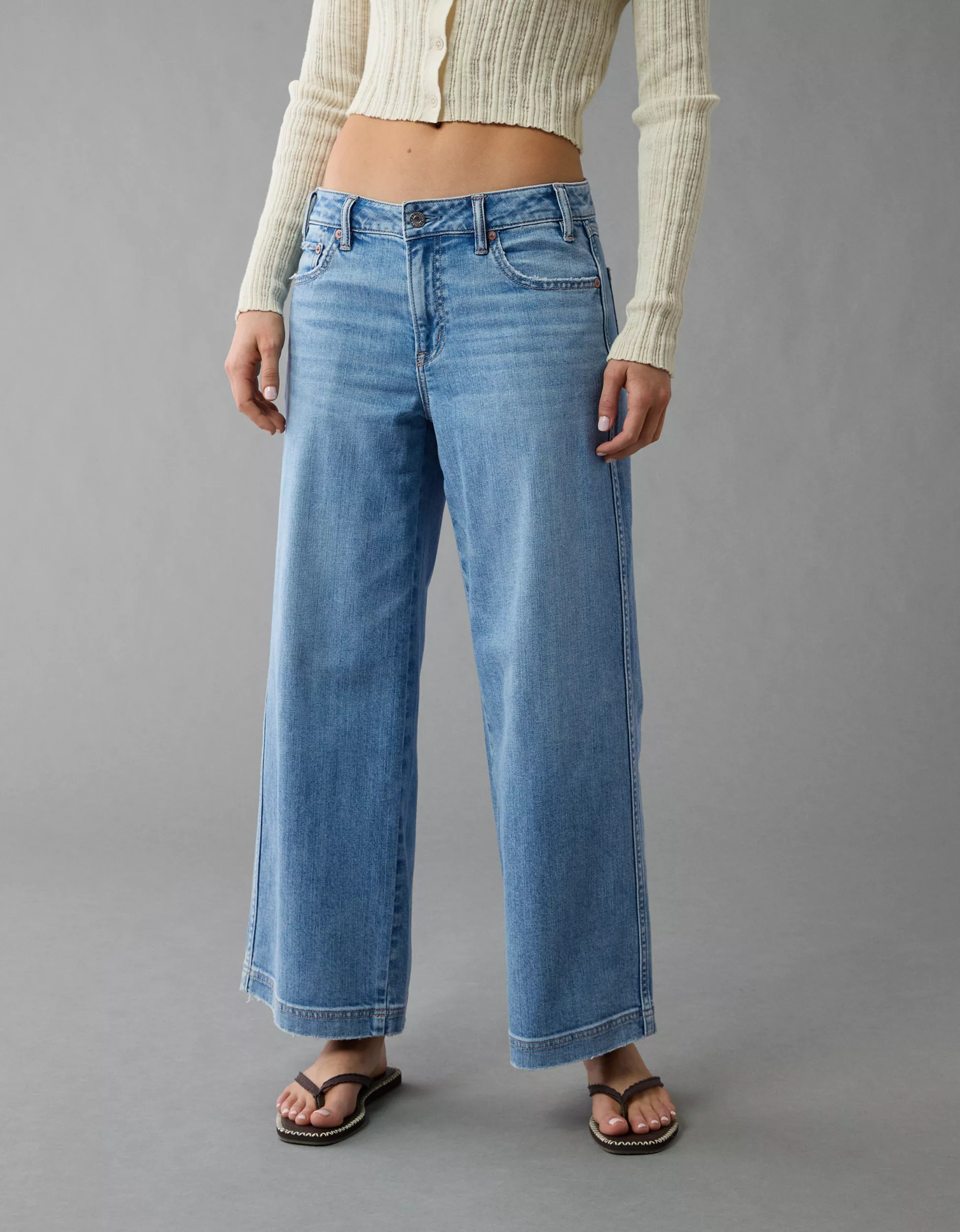 AE Stretch Low-Rise Baggy Wide-Leg Crop Jean | American Eagle Outfitters (US & CA)
