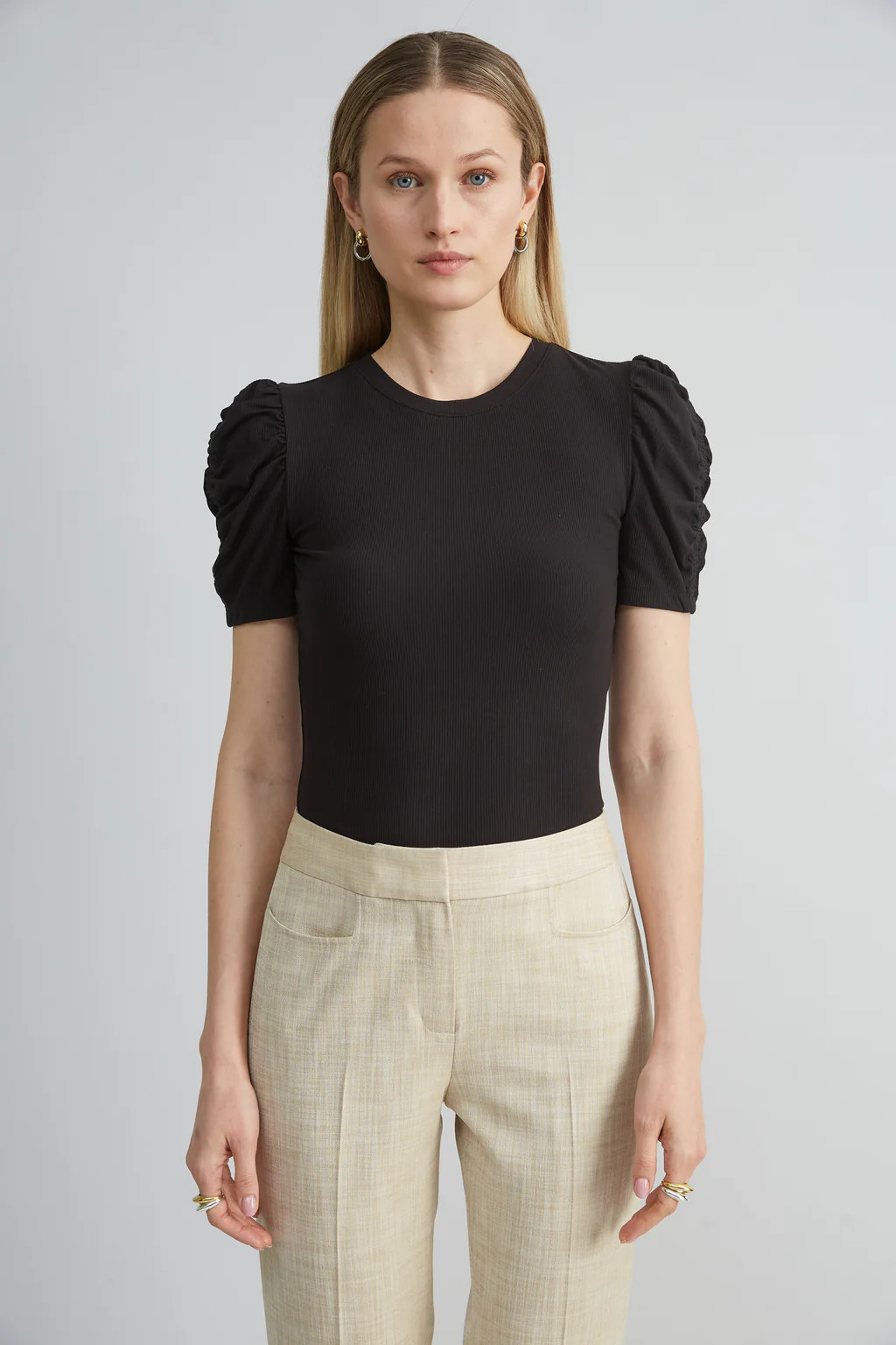 Puff Sleeve Rib Knit | Elie Tahari