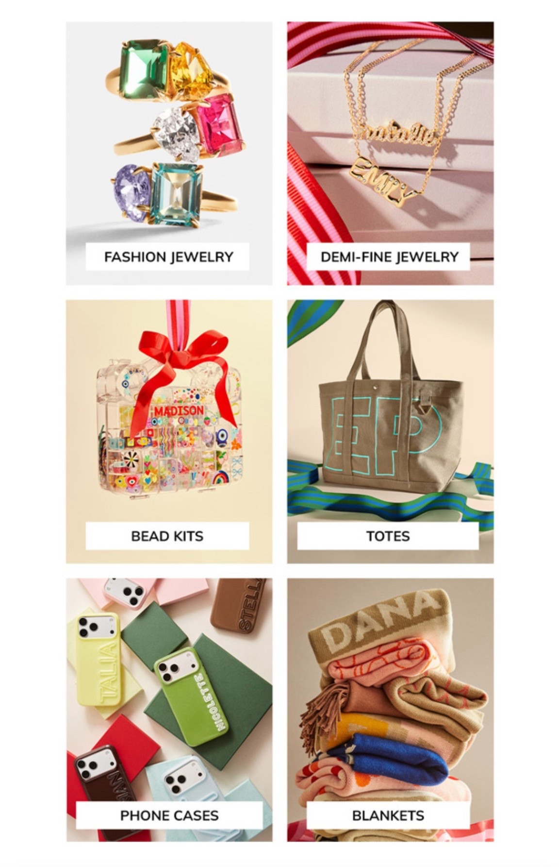 25% off CUSTOM gifts! My favorite kind of gifts give! 

Custom
Personalized
Jewelry
Bag 
phone case
Travel
Blanket
Stocking stuffers
Gift guide
For her
