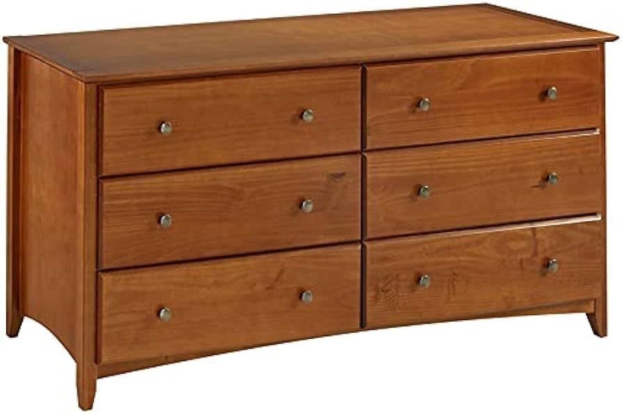 Camaflexi Shaker Style 6 Drawer Solid Wood Dresser Cherry Finish | Amazon (US)