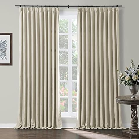 TWOPAGES 52 W x 96 L inch Pinch Pleat Unlined Darkening Drape Faux Linen Curtain Drapery Panel fo... | Amazon (US)