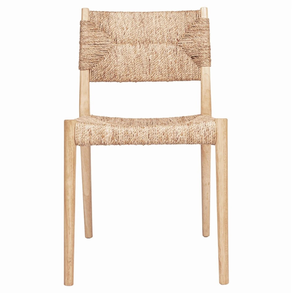 Kiara Coastal Beach Woven Water Hyacinth Dining Side Chair - Set of 2 | Kathy Kuo Home