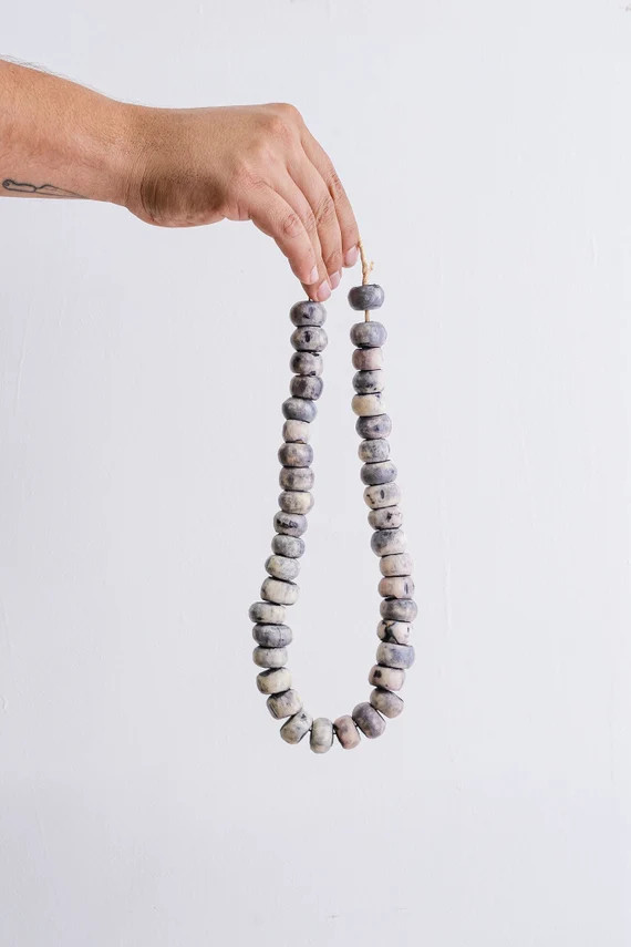 Round Smooth African Grey & White Bead (Free Shipping) | Etsy (US)