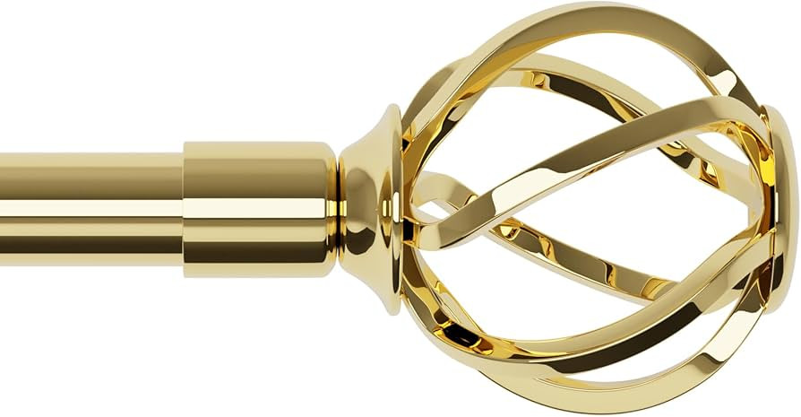 Gold Curtain Rods for Windows 32-50 inch with Twisted Cage Finials, Adjustable Curtain Rod Set wi... | Amazon (US)