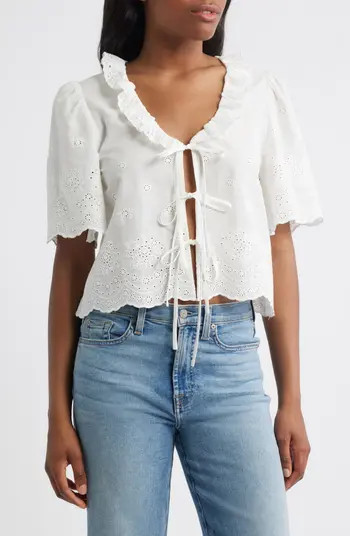 WAYF x Styled by COCO! Camilla Cotton Eyelet Crop Top | Nordstrom | Nordstrom