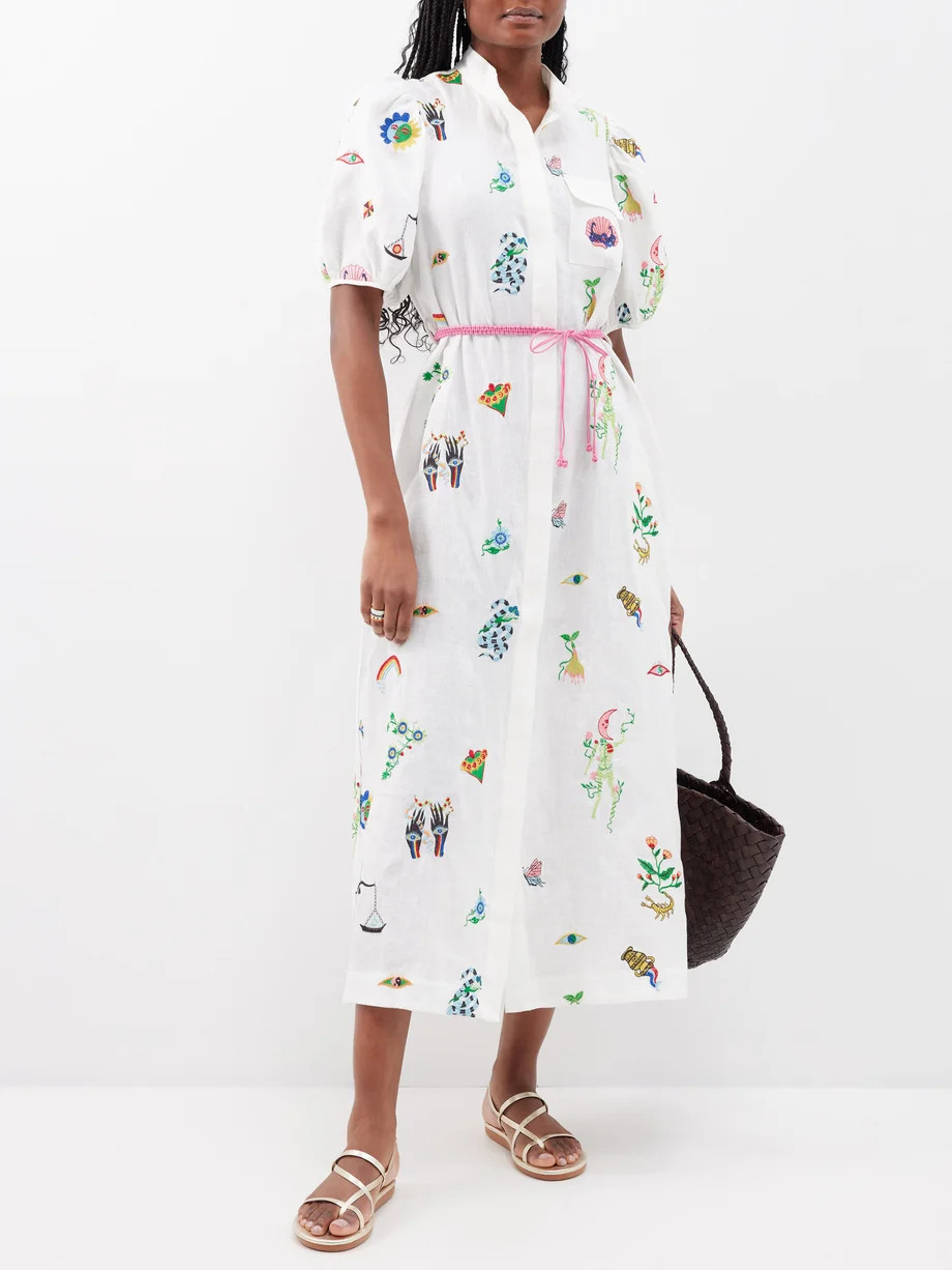 Atticus embroidered linen shirt dress | ALÉMAIS | Matches (US)