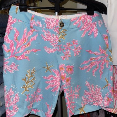 Lilly Pulitzer Sz 8 Natia 9” Knit Shorts Multi Royal Coral EUC! | eBay US