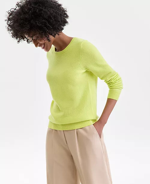 Women's Long-Sleeve 100% Cashmere Crewneck Sweater, Macy's Exclusive | Macy's