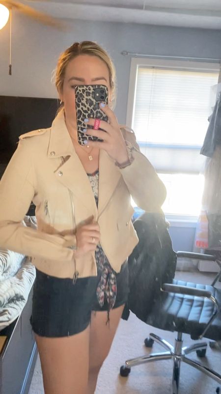 Lightweight moto jacket for early fall! Light enough for summer nights but the perfect transition into fall if you're not ready to wear leather. I sized up to a large. Comes in 3 colors! 

#LTKSeasonal #LTKstyletip #LTKunder50