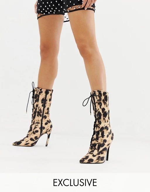 ASOS DESIGN x LaQuan Smith padded ankle boot in leopard print | ASOS US