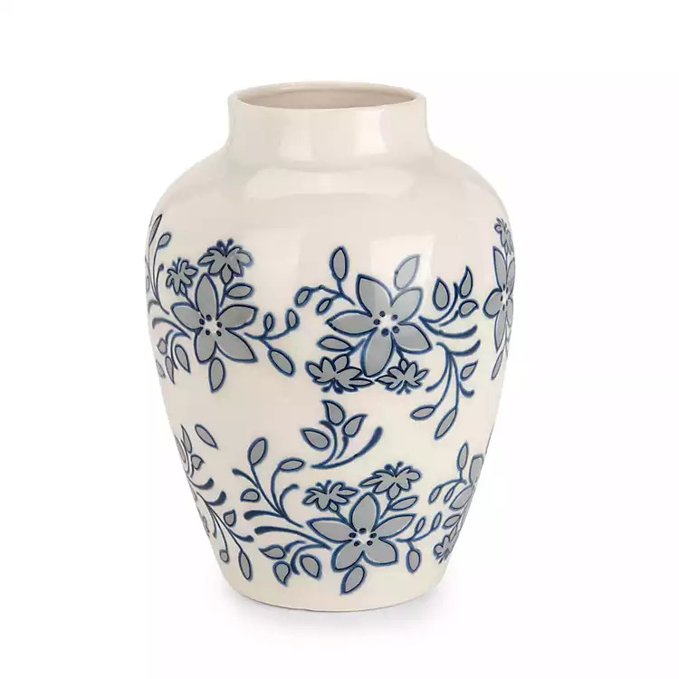 New! Blue Floral Tapered Ceramic Vase | Kirklands
