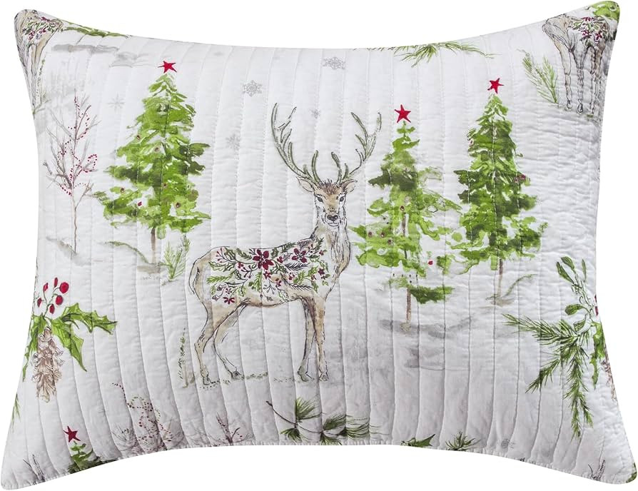 Levtex Home - Sleigh Bells Christmas Quilted Standard Sham (26x20in.) - Reversible - Cotton/Poly | Amazon (US)