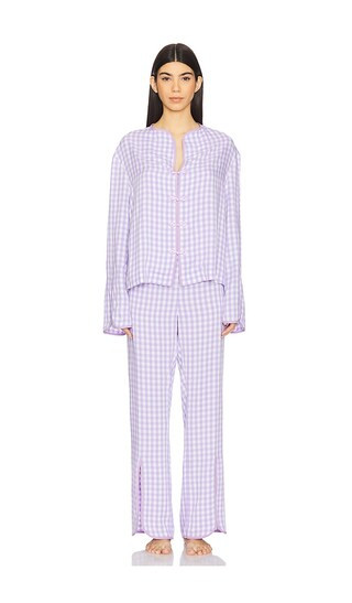Louis Pajama Set With Pants in Lavender & White | Revolve Clothing (Global)