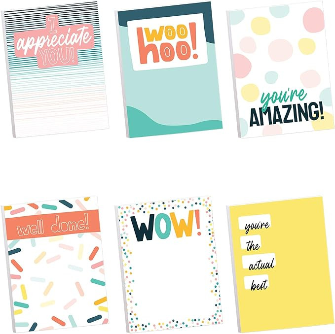 Modern Appreciation Sticky Note Assortment / 3" x 4" Repositionable Sticky Note Set/Set of 6 Colo... | Amazon (US)