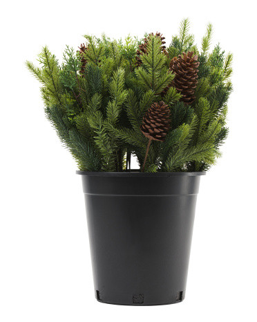23.5in Real Touch Faux Pine Arrangement In Planter | TJ Maxx