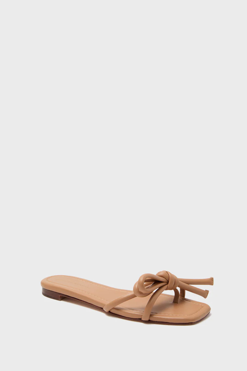 Dune Nappa Hadley Leather Bow Flat Sandal | Tuckernuck (US)